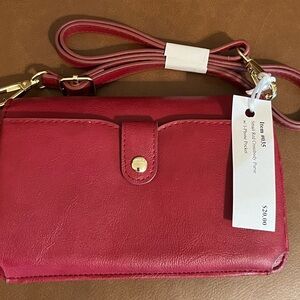 Elegant Red Leather Crossbody Bag
